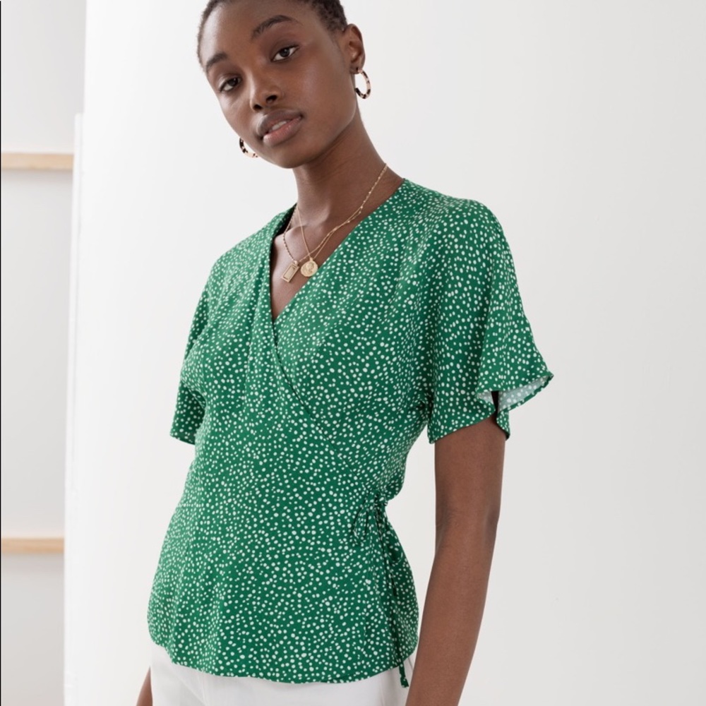 & Other Stories Green Wrap Blouse